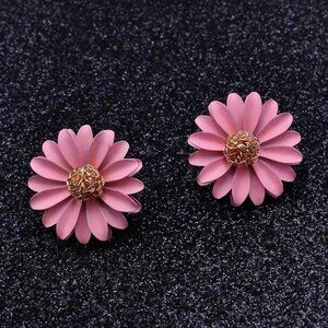 Kenna Layelle Aster Flower Gold Centered Pink Floral Petal Earrings Gift Boxed